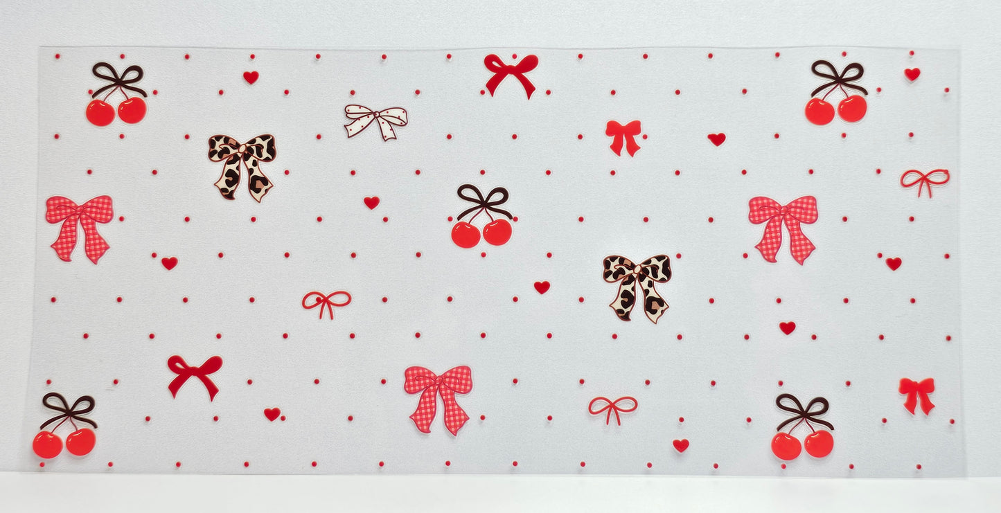 Cherries Leopard Print Bow UVDTF Wrap 16 oz