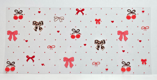 Cherries Leopard Print Bow UVDTF Wrap 16 oz