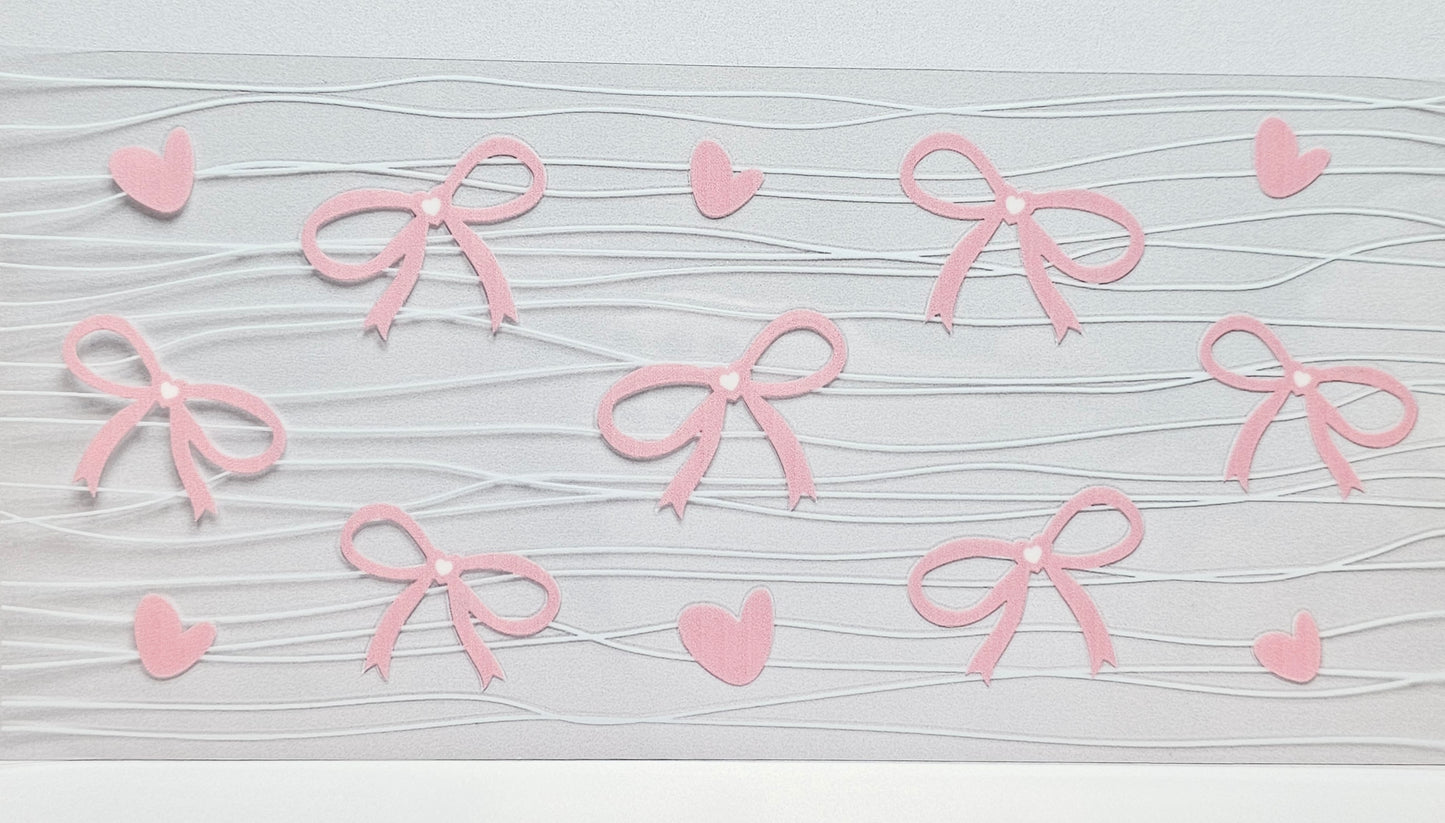 Pink Bows with White Lines UVDTF Wrap 16 oz