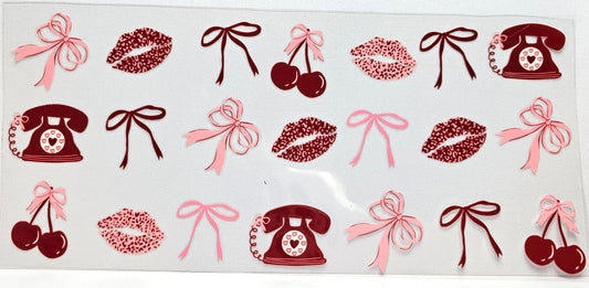 Cherries Lips Leopard Print Bows UVDTF Wrap 16 oz