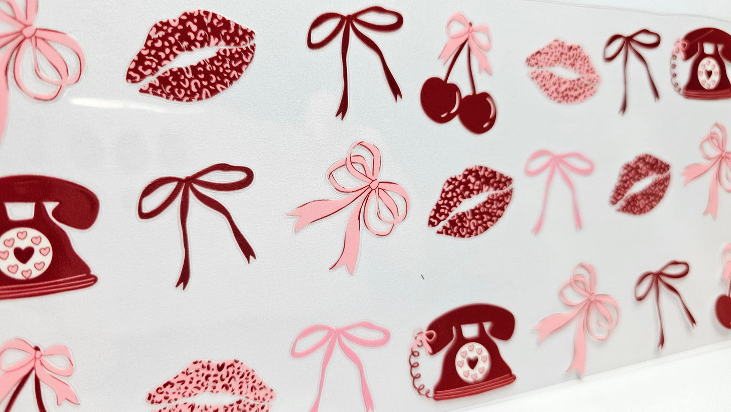 Cherries Lips Leopard Print Bows UVDTF Wrap 16 oz