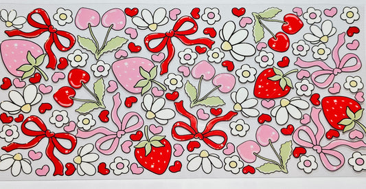 Strawberries Cherries Flowers Bows UVDTF Wrap 16 oz