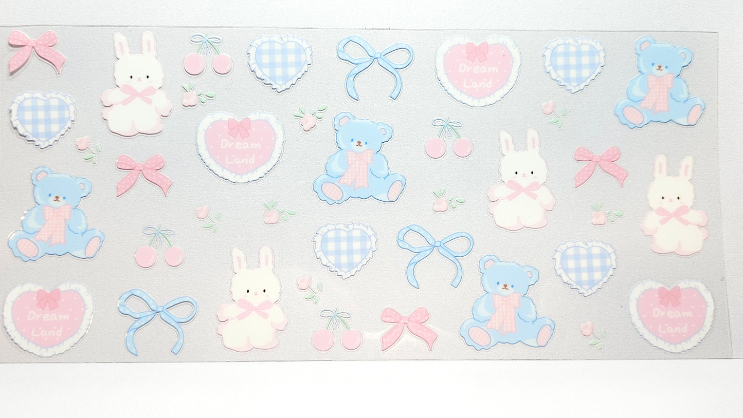 Bears, Bunnies, Cherries, Flowers, Bows UVDTF Wrap 16 oz