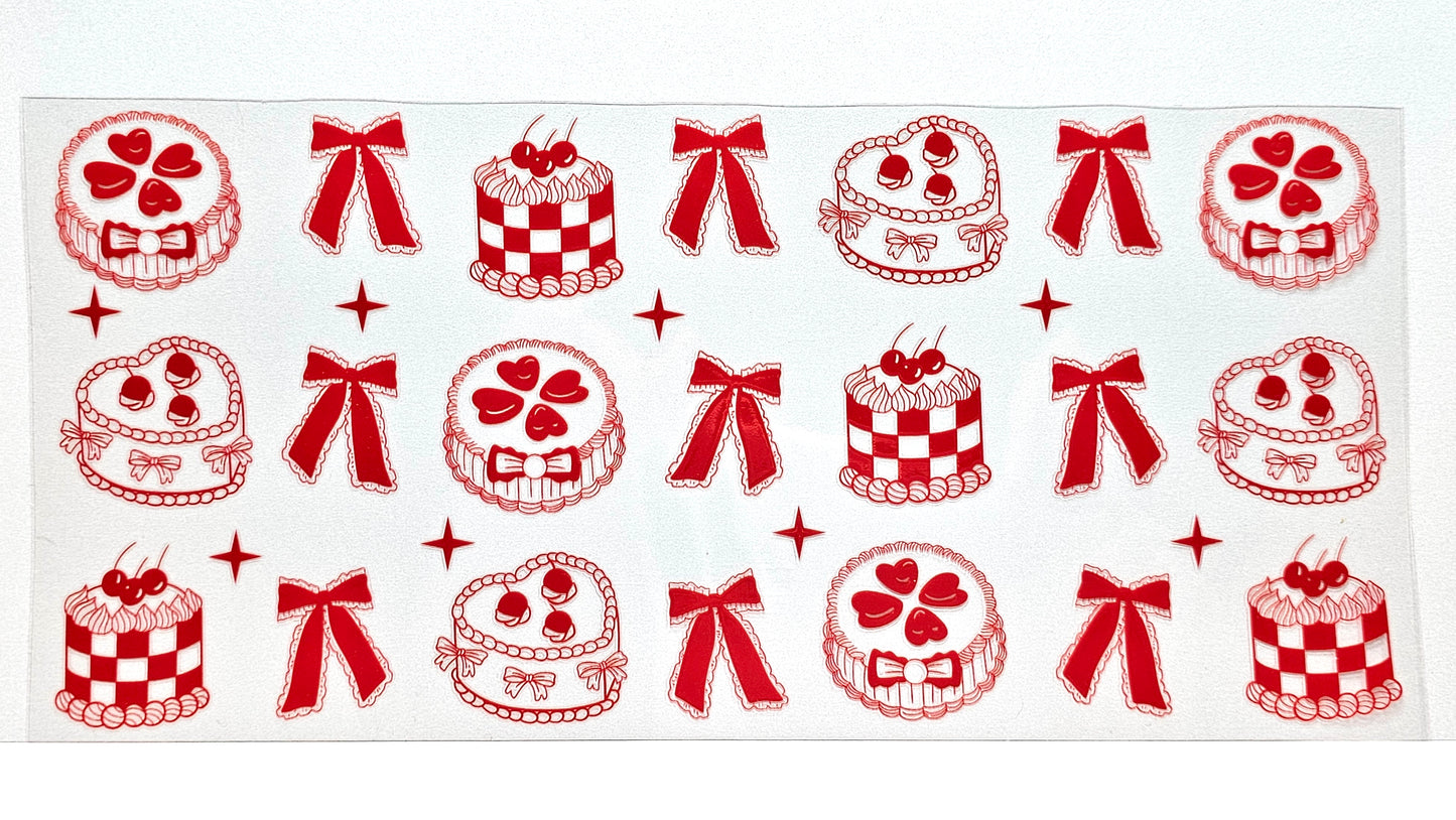 Red Cake & Bows UVDTF Wrap 16 oz