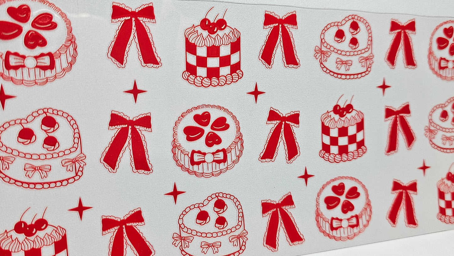 Red Cake & Bows UVDTF Wrap 16 oz