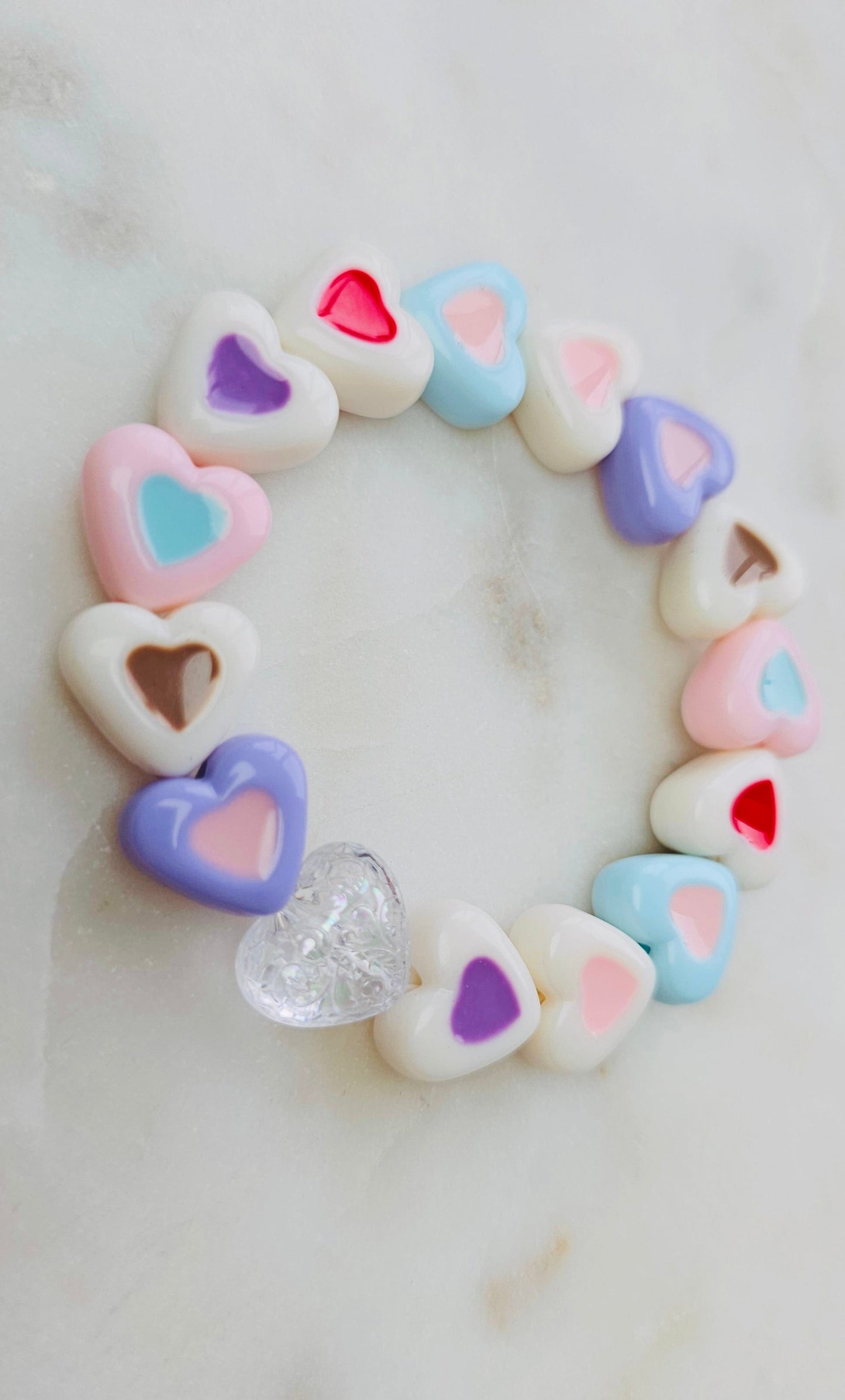 I Heart Me™ | Pastel Heart Bead Stretch Bracelet | Inner Child Collection | Heart Bracelet | Funky Jewelry