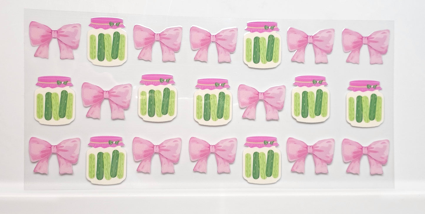 Pickles Pink Bow UVDTF Wrap 16 oz 2 Decals