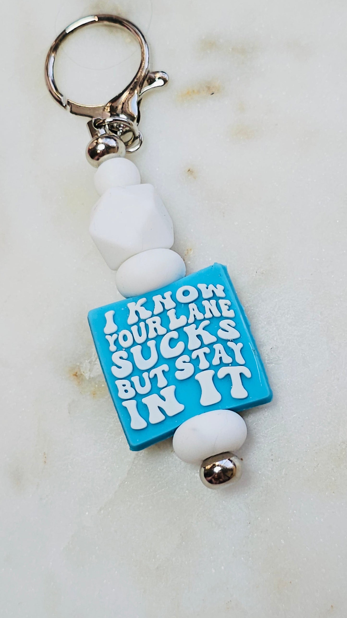 Stay in Your Sucky Lane Funny Keychain | Beaded Keychain | Sarcastic Gift | Bag Charm | Purse Accessory | Gag Gift for Her