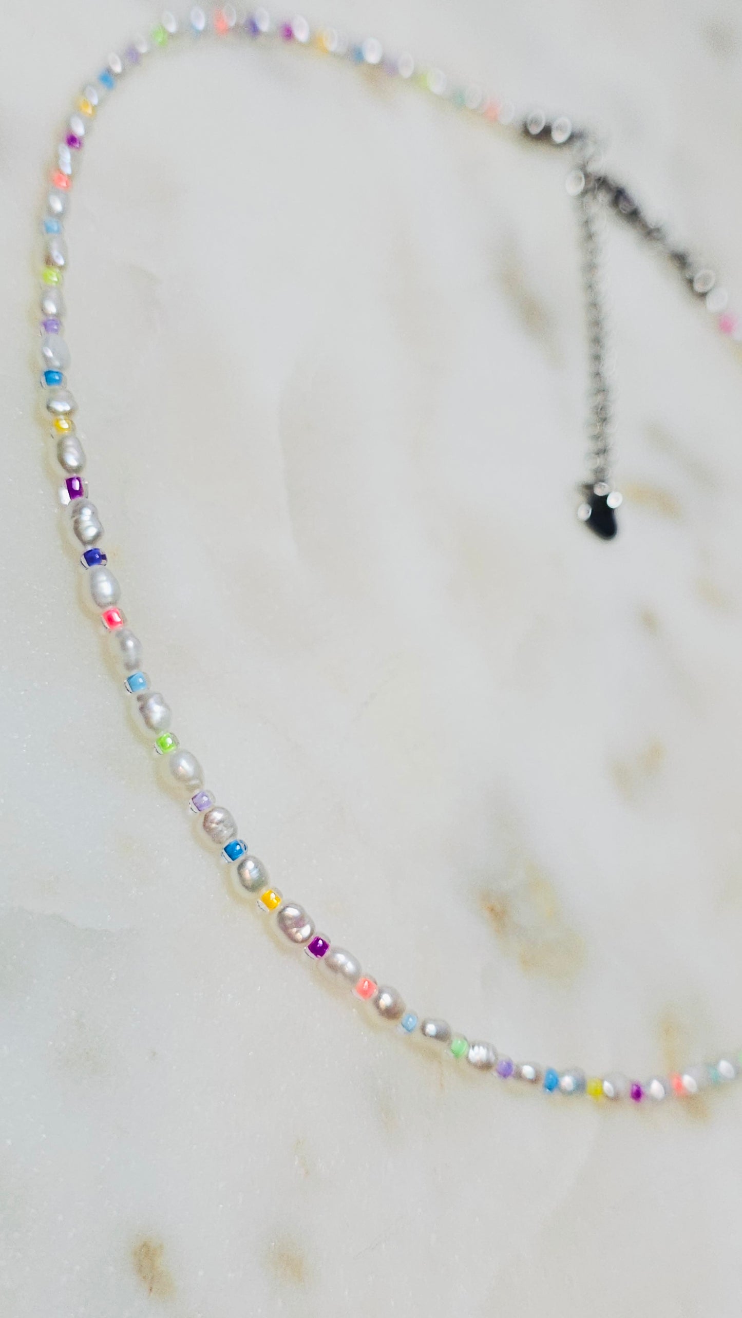 Prism™ Choker | Dainty Pearl & Czech Neon Seed Bead Necklace | Summer Neon Rave Jewelry | Y2K Festival Jewelry