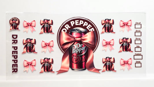 Dr Pepper with Bows Drink UVDTF Wrap 16 oz