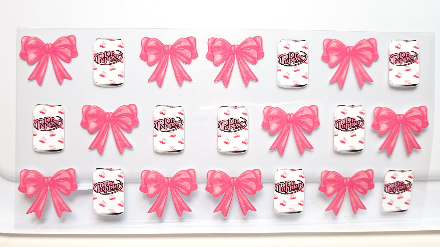 Dr Pepper with Cherries and Bows Drink UVDTF Wrap 16 oz