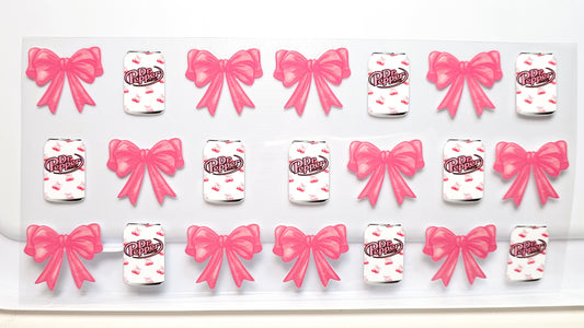 Dr Pepper with Cherries and Bows Drink UVDTF Wrap 16 oz