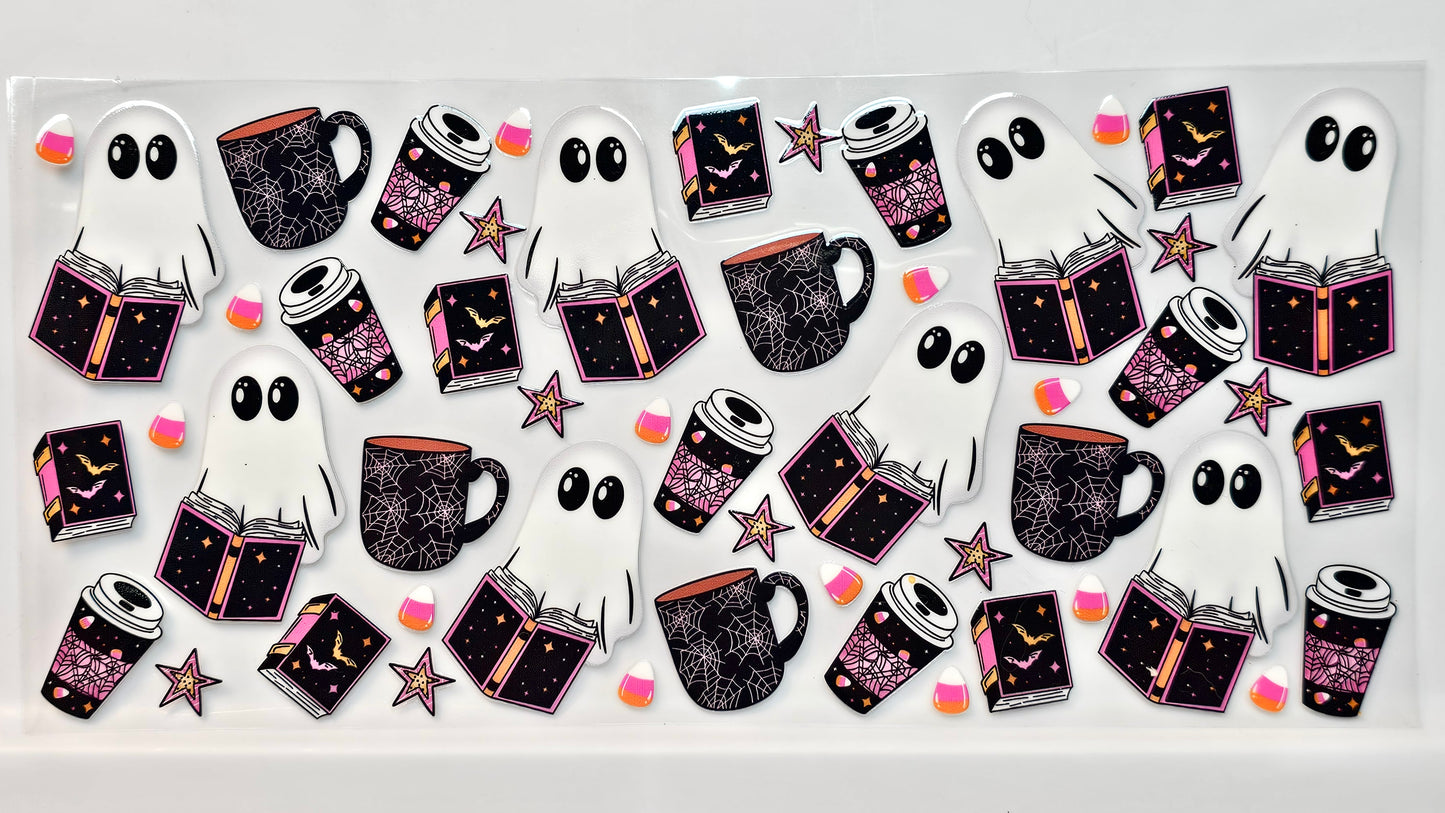 Halloween Ghosties Drink Coffee UVDTF Wrap 16 oz