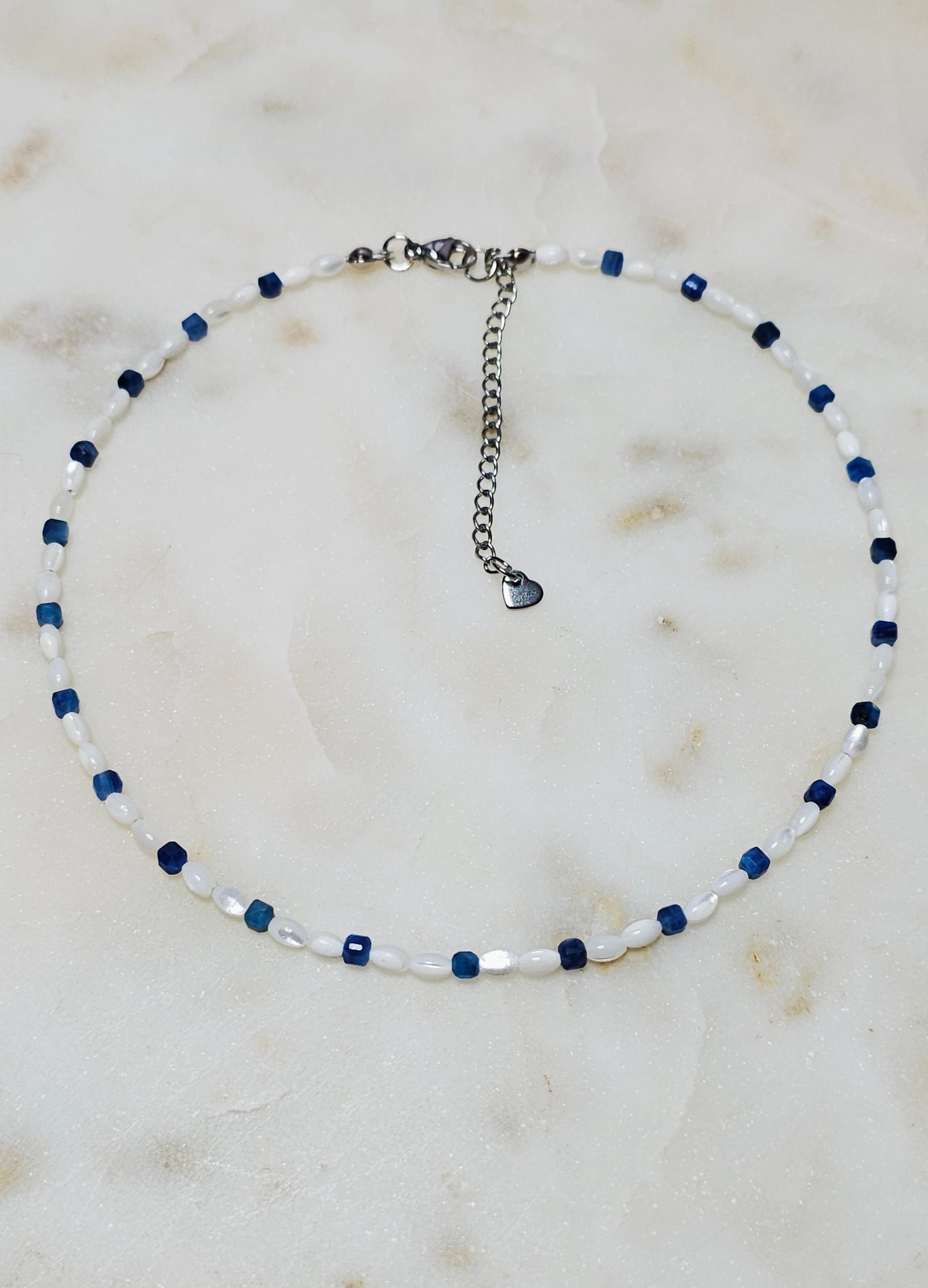 Ocean’s Peace™ Kyanite Dainty Pearl Choker Necklace | Truth & Clarity Crystal Jewelry | Crystal Necklace | Gift For Her | Feminine Jewelry