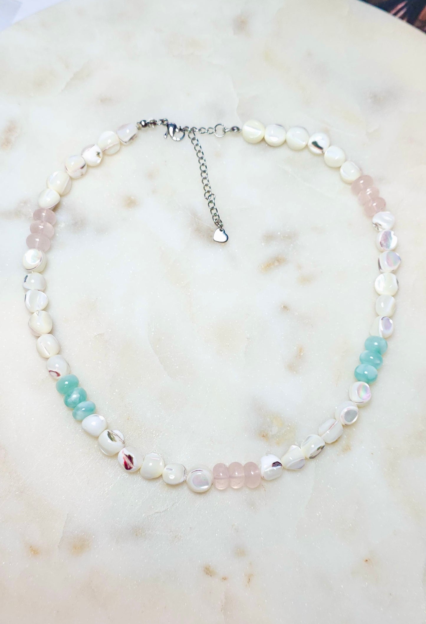 The Sacred Feminine™ | Pearl, Green Moonstone, Rose Quartz | Peaceful Healing Crystal Necklace | Handmade Gemstone Jewelry | Gift for Her