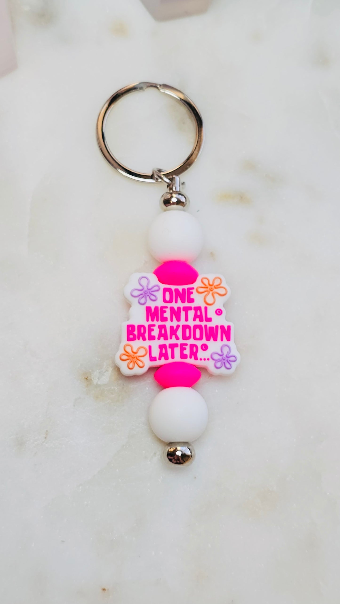 SpongeBob One Mental Breakdown Later Funny Keychain | Beaded Keychain | Sarcastic Gift | Bag Charm | Purse Accessory | Gag Gift for Her