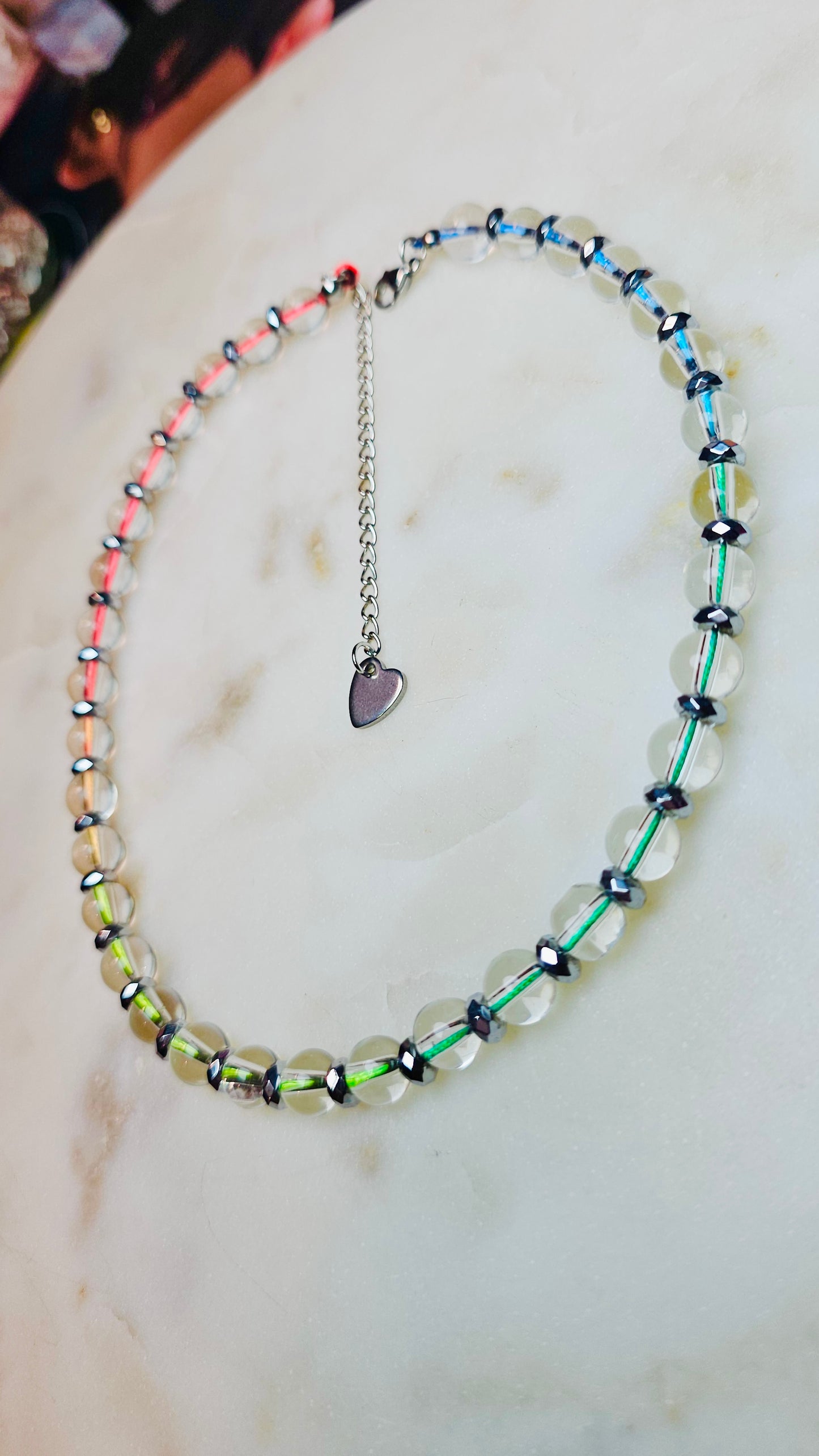 Rainbow Prism Necklace™ | Clear Quartz & Hematite Choker Adjustable | Rainbow Crystal Necklace | Healing Jewelry | Rave Jewelry | Stainless Steel