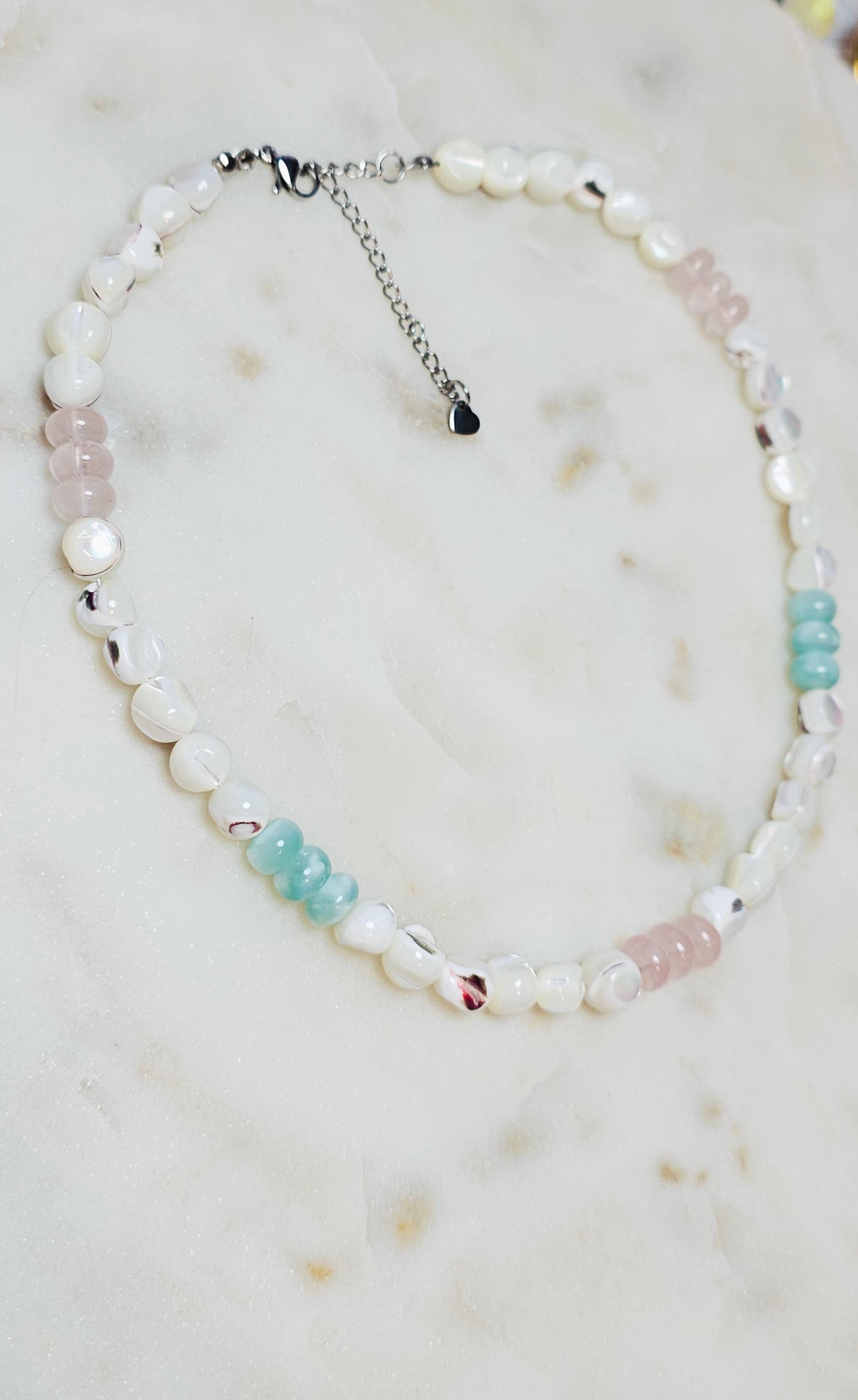 The Sacred Feminine™ | Pearl, Green Moonstone, Rose Quartz | Peaceful Healing Crystal Necklace | Handmade Gemstone Jewelry | Gift for Her