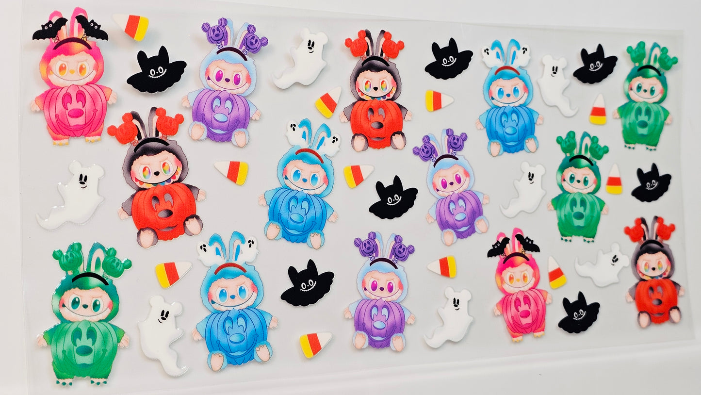 Labubu Pumpkin Halloween Candy Corn UVDTF Wrap 16 oz