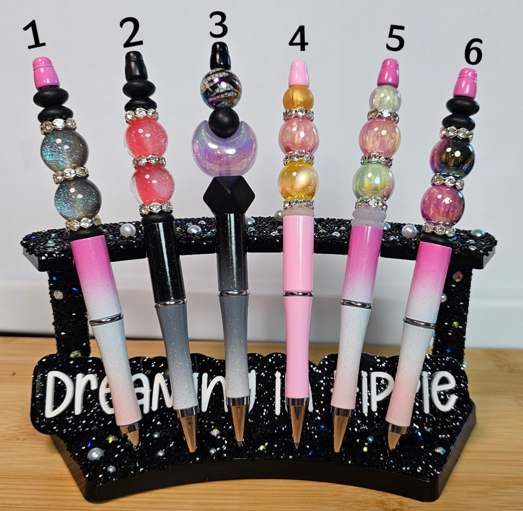 Galaxy Sparkle Beadable Pen / Cute Pens Refillable Glitter Stationery Gift