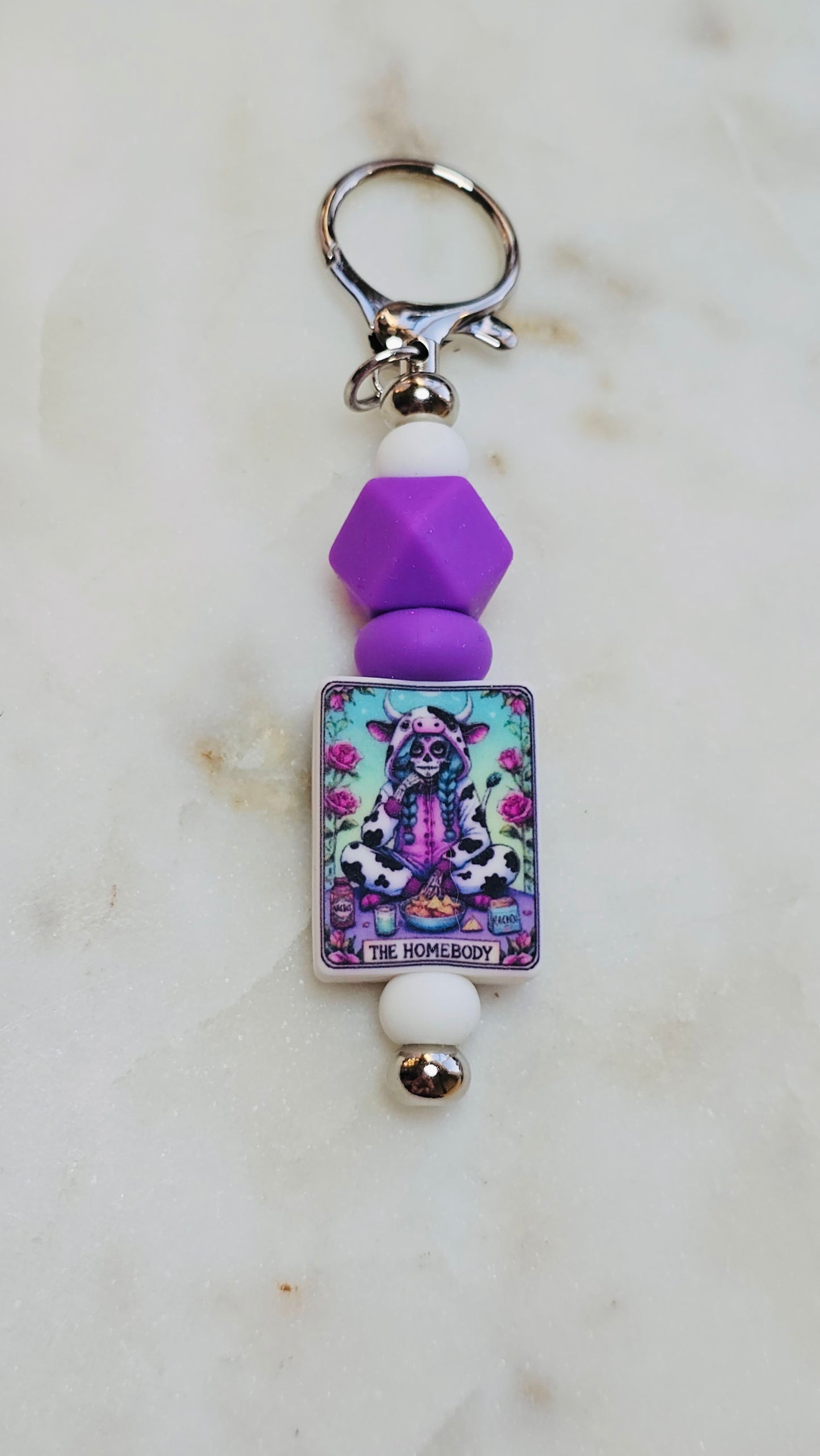 Tarot The Homebody Funny Keychain | Beaded Keychain | Sarcastic Gift | Bag Charm | Purse Accessory | Gift for Her