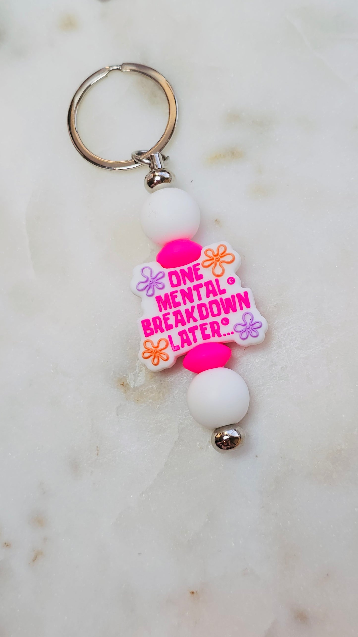 SpongeBob One Mental Breakdown Later Funny Keychain | Beaded Keychain | Sarcastic Gift | Bag Charm | Purse Accessory | Gag Gift for Her