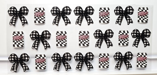 Dr Pepper Checkered Sodas with Bows Drink UVDTF Wrap 16 oz