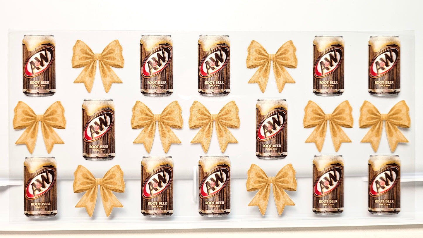 A&W Root Beer Soda with Bows Drink UVDTF Wrap 16 oz