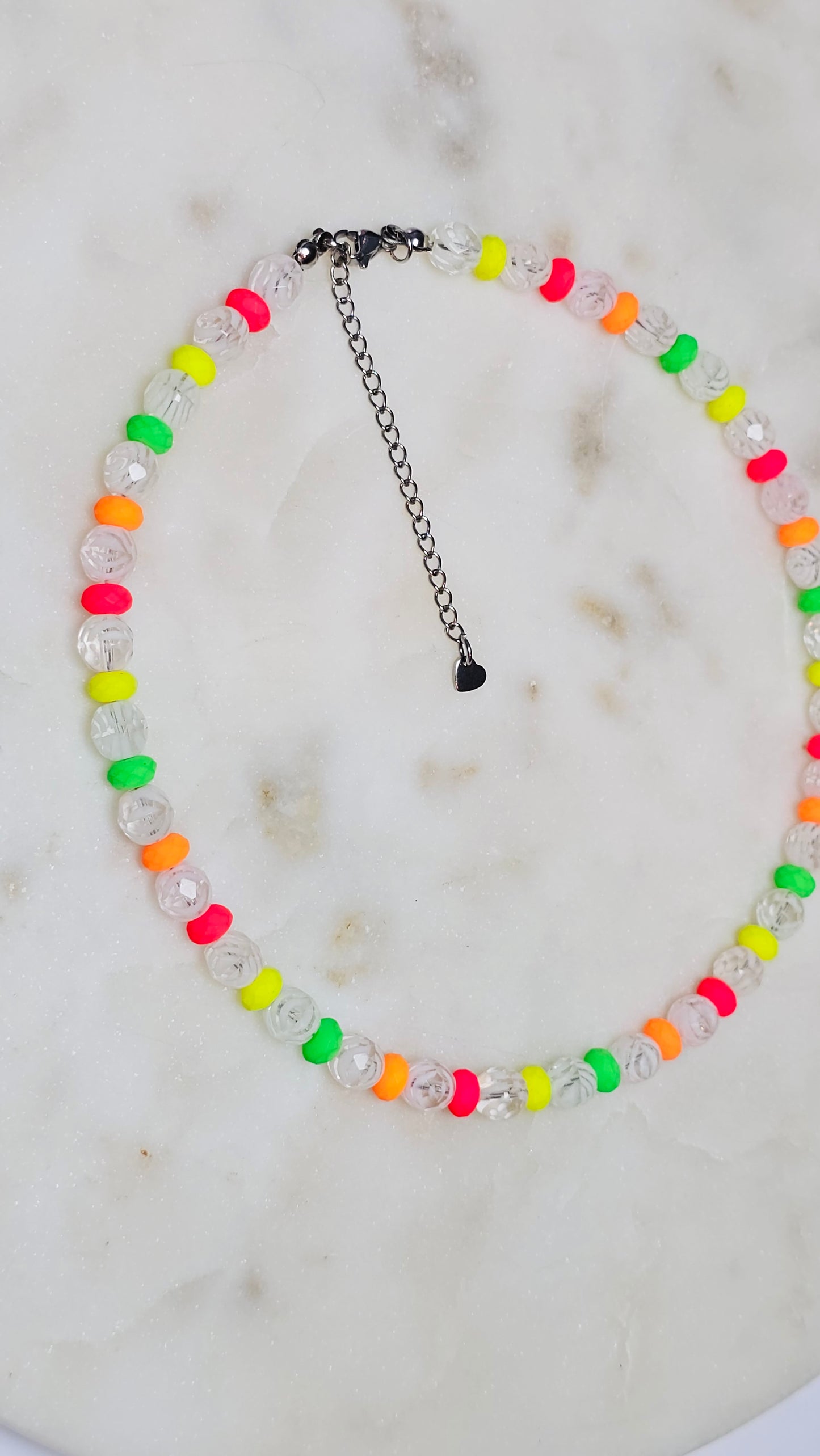 Etched Tiger Striped 8mm Beads Czech Neon Bead Spacers | Neon Beaded necklace | Summer Jewerly | Rave Choker | Fun Necklace