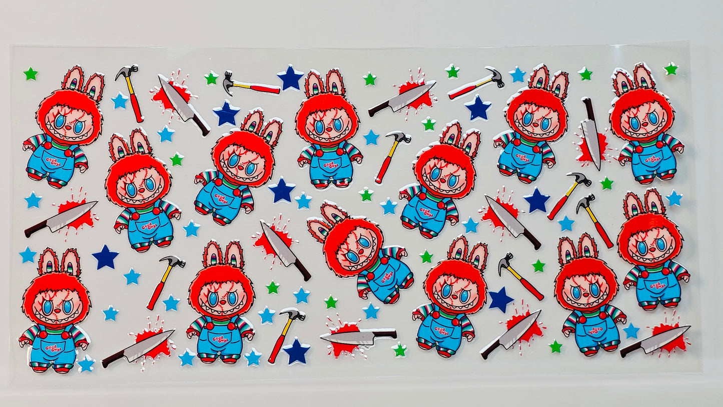 Labubu Chuckie Halloween Horror Movie UVDTF Wrap 16 oz