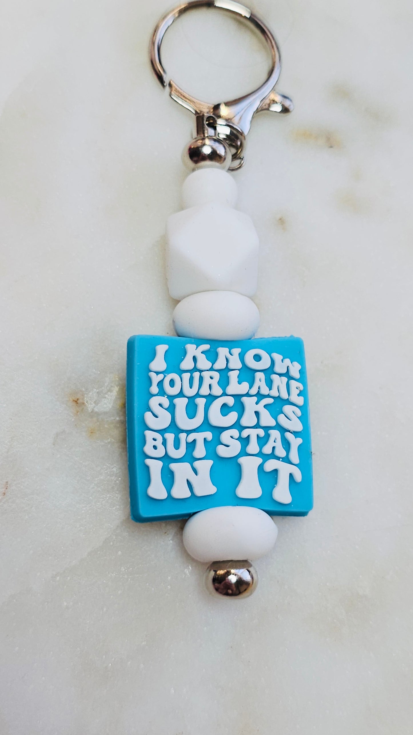 Stay in Your Sucky Lane Funny Keychain | Beaded Keychain | Sarcastic Gift | Bag Charm | Purse Accessory | Gag Gift for Her