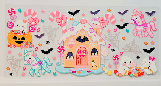 Christmas Halloween Haunted Gingerbread House UVDTF Wrap 16 oz