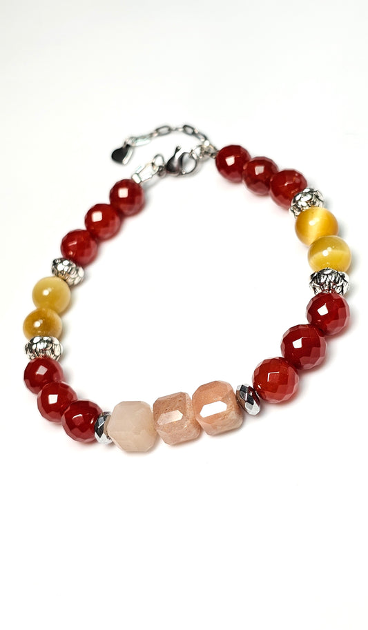 Creativity Manifesting your Power Abundance / AAA Carnelian / AA Golden Tigers Eye / Hematite / Sunstone Crystal Bracelet