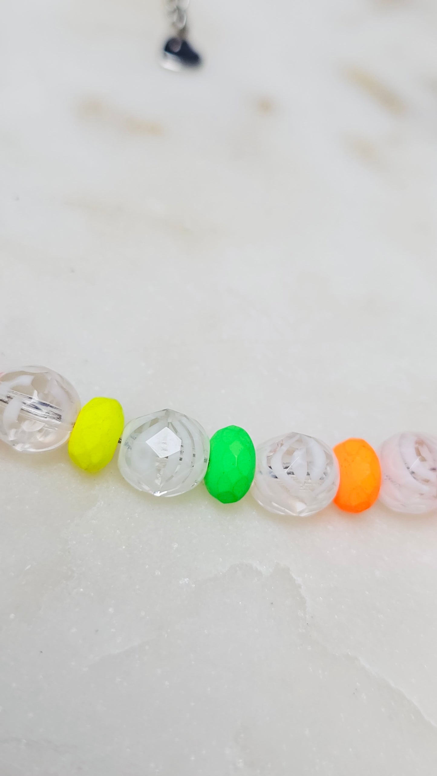 Etched Tiger Striped 8mm Beads Czech Neon Bead Spacers | Neon Beaded necklace | Summer Jewerly | Rave Choker | Fun Necklace