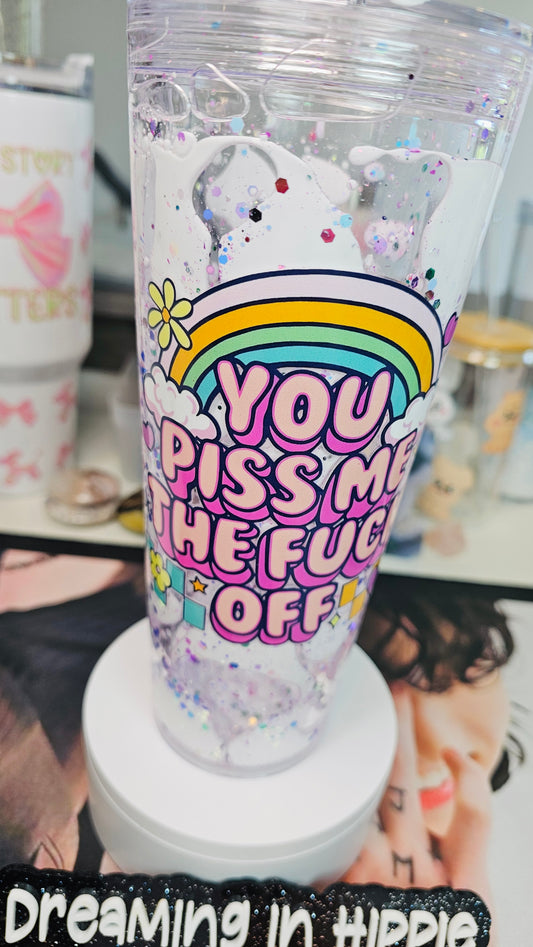 You Piss Me the F*** Off Funny Sarcastic Tumbler / Lava Drip Cup / Glitter / UVDTF Wrap / Funny Gift