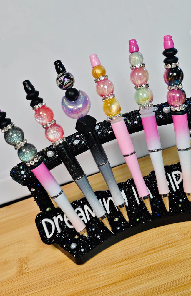 Galaxy Sparkle Beadable Pen / Cute Pens Refillable Glitter Stationery Gift