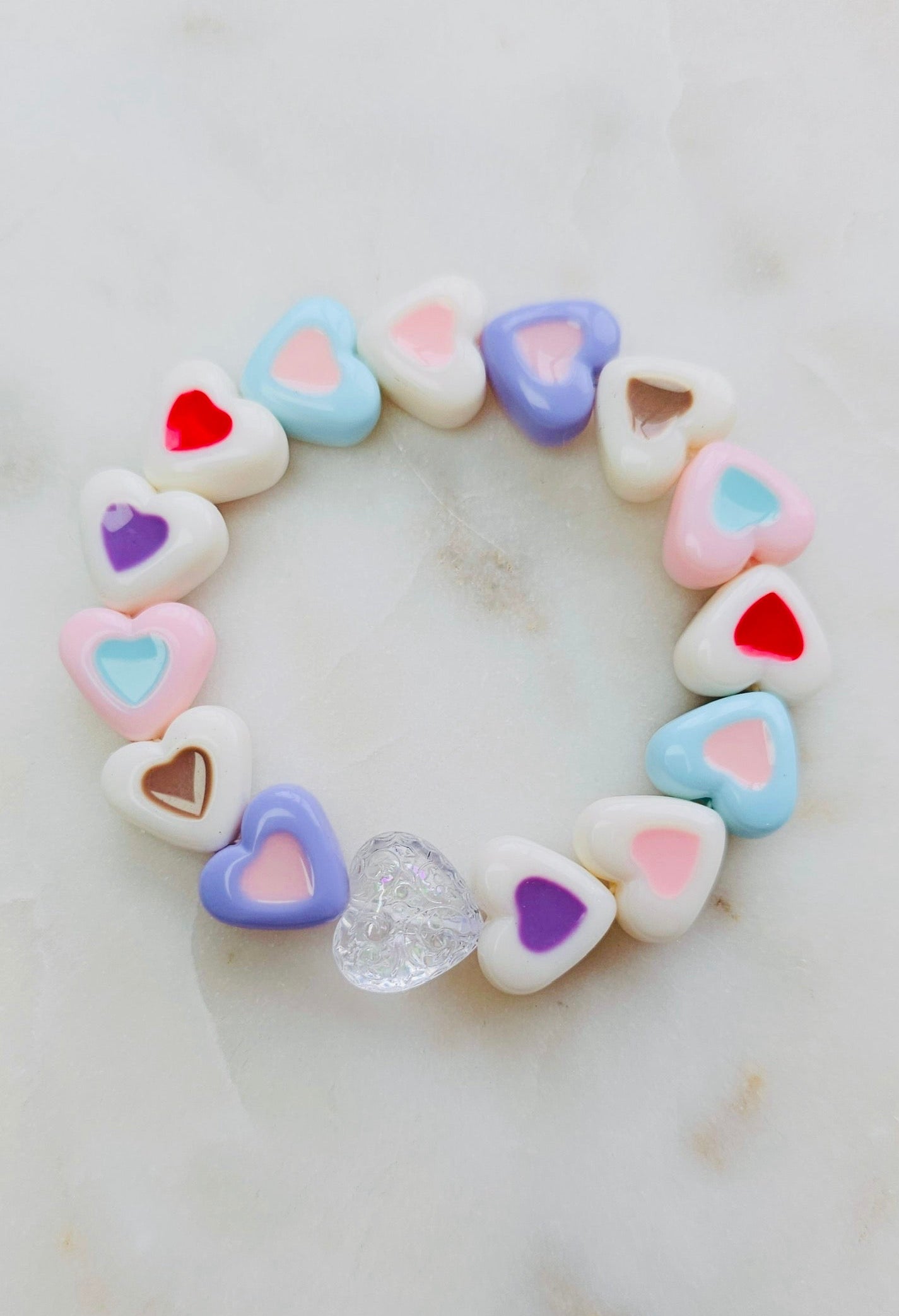 I Heart Me™ | Pastel Heart Bead Stretch Bracelet | Inner Child Collection | Heart Bracelet | Funky Jewelry