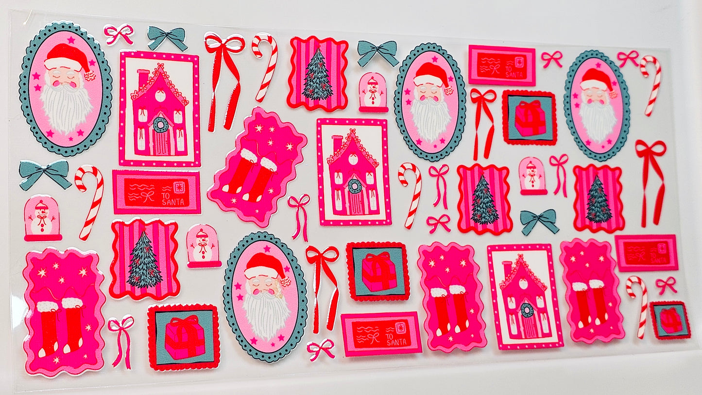 Christmas Santa Christmas Tree Candy Cane Bows Stockings UVDTF Wrap 16 oz