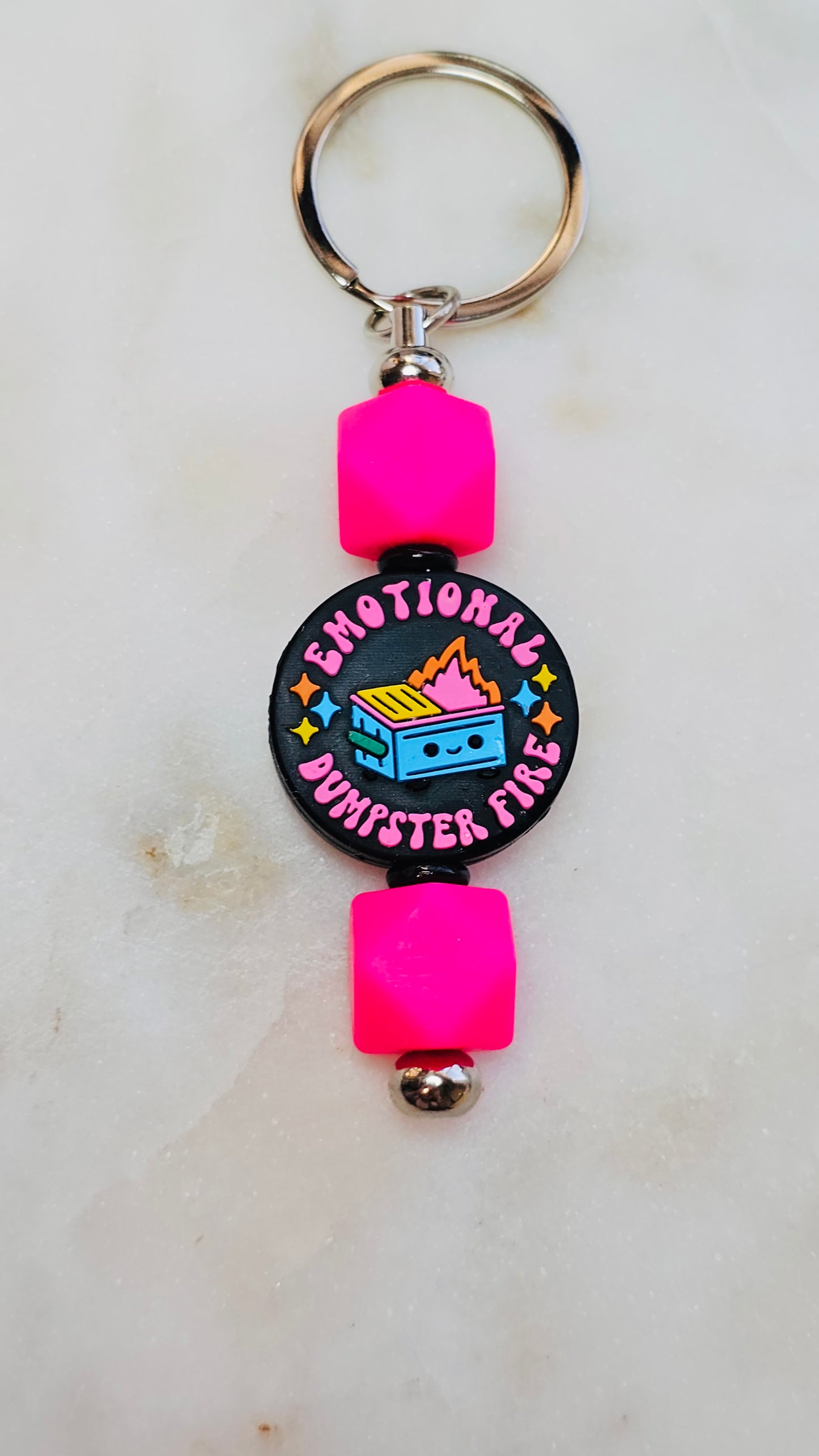 Emotional Dumpster Fire Funny Keychain | Beaded Keychain | Sarcastic Gift | Bag Charm | Purse Accessory | Gag Gift for Her