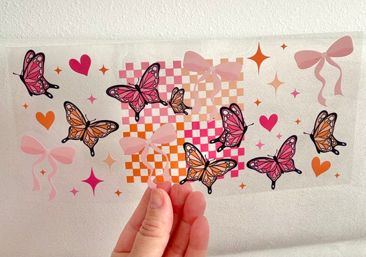 UVDTF ONLY Butterflies, Checkered and Bows UVDTF Wrap 16 oz