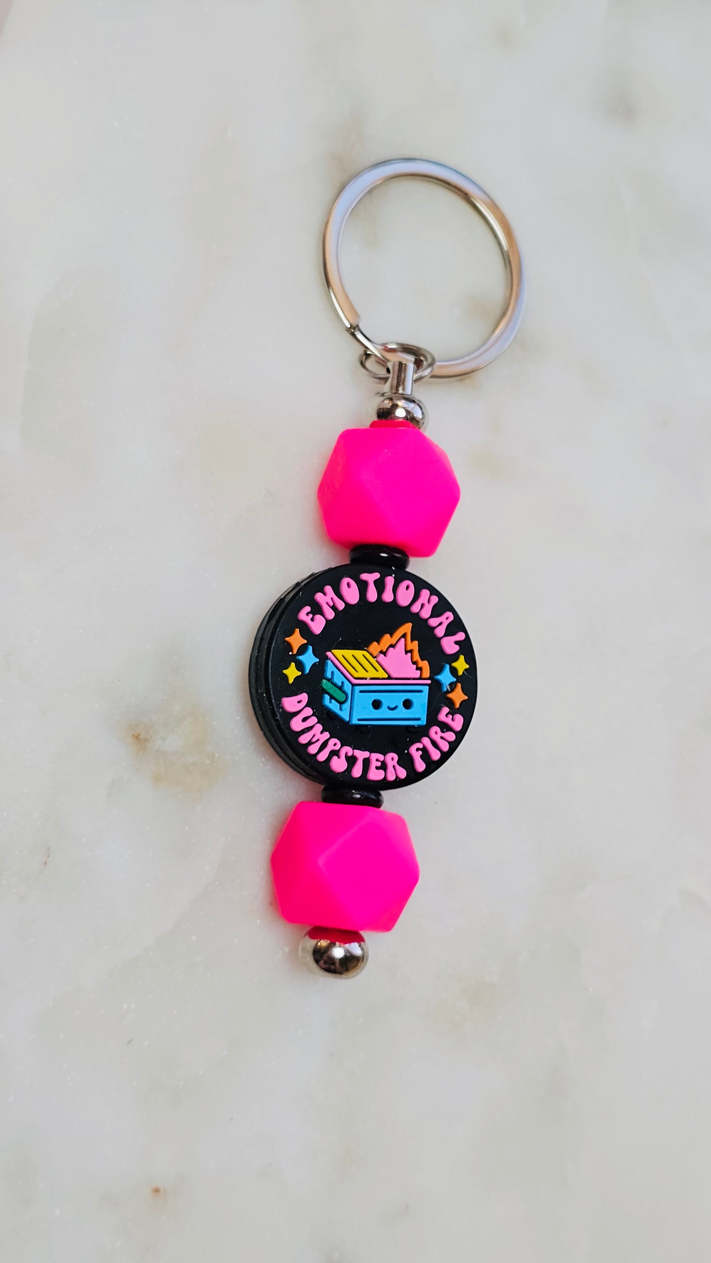 Emotional Dumpster Fire Funny Keychain | Beaded Keychain | Sarcastic Gift | Bag Charm | Purse Accessory | Gag Gift for Her