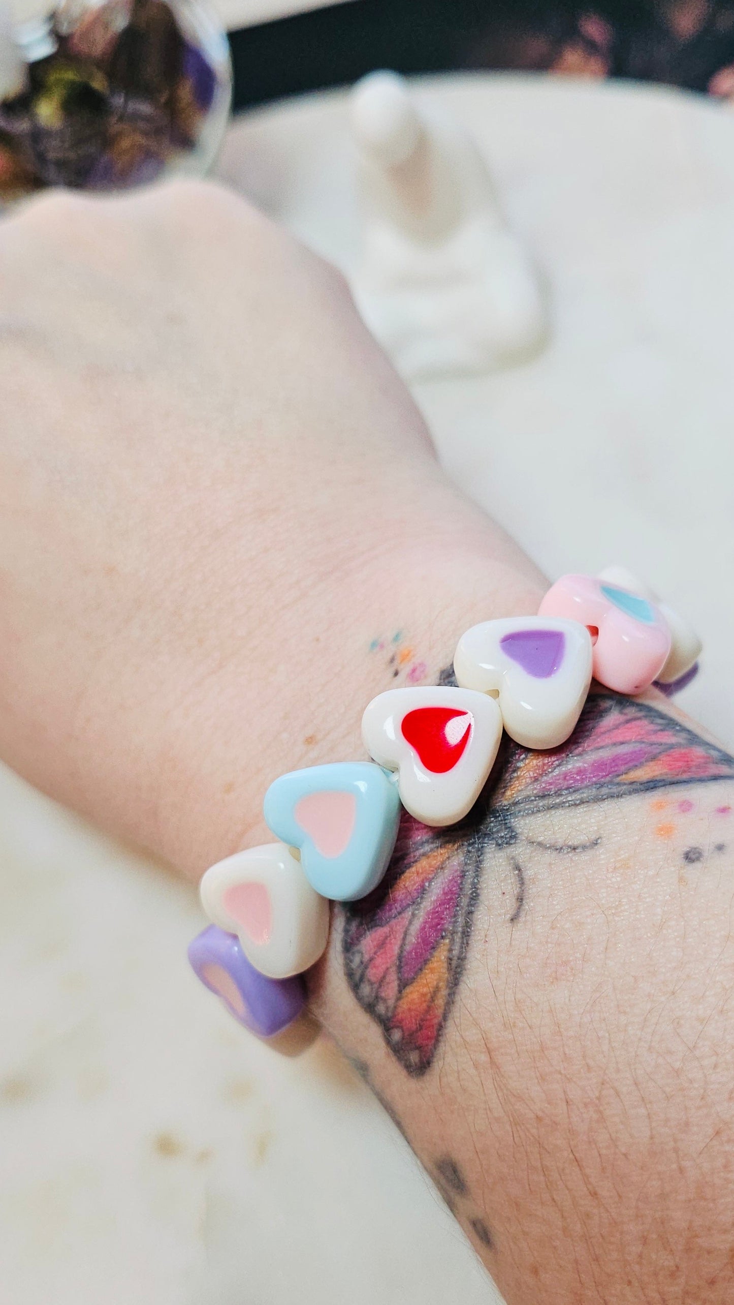 I Heart Me™ | Pastel Heart Bead Stretch Bracelet | Inner Child Collection | Heart Bracelet | Funky Jewelry