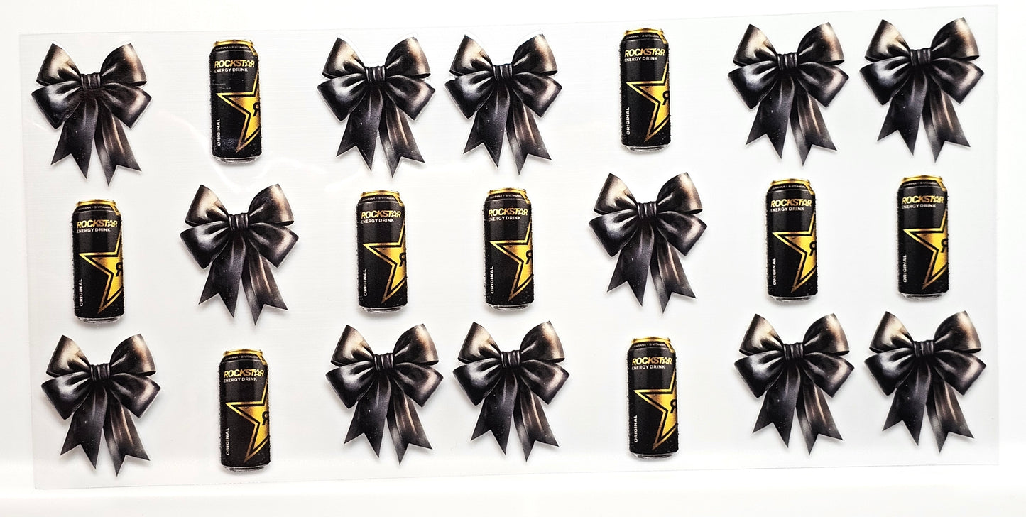 Rockstar Energy with Black Bows Drink UVDTF Wrap 16 oz