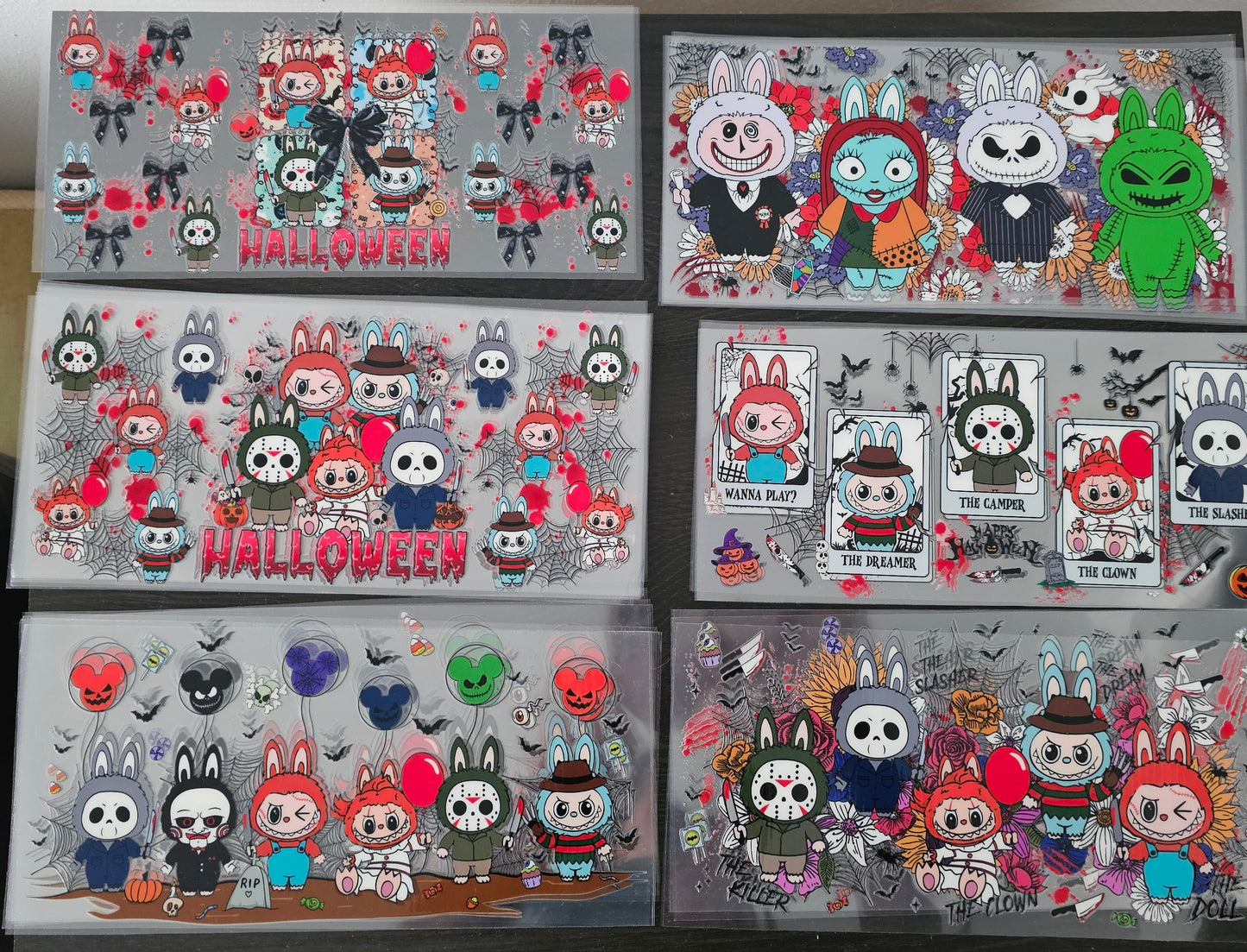 89 Labubu Horror Cup Wraps/ Stitch/ Halloween Tumbler Wrap Bundle/ Creepy 16 oz UVDTF Wraps/ Horror Movie Cup Supplies/ Snow Globe