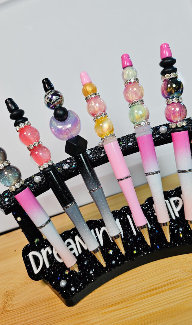 Galaxy Sparkle Beadable Pen / Cute Pens Refillable Glitter Stationery Gift