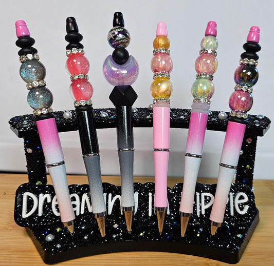 Galaxy Sparkle Beadable Pen / Cute Pens Refillable Glitter Stationery Gift