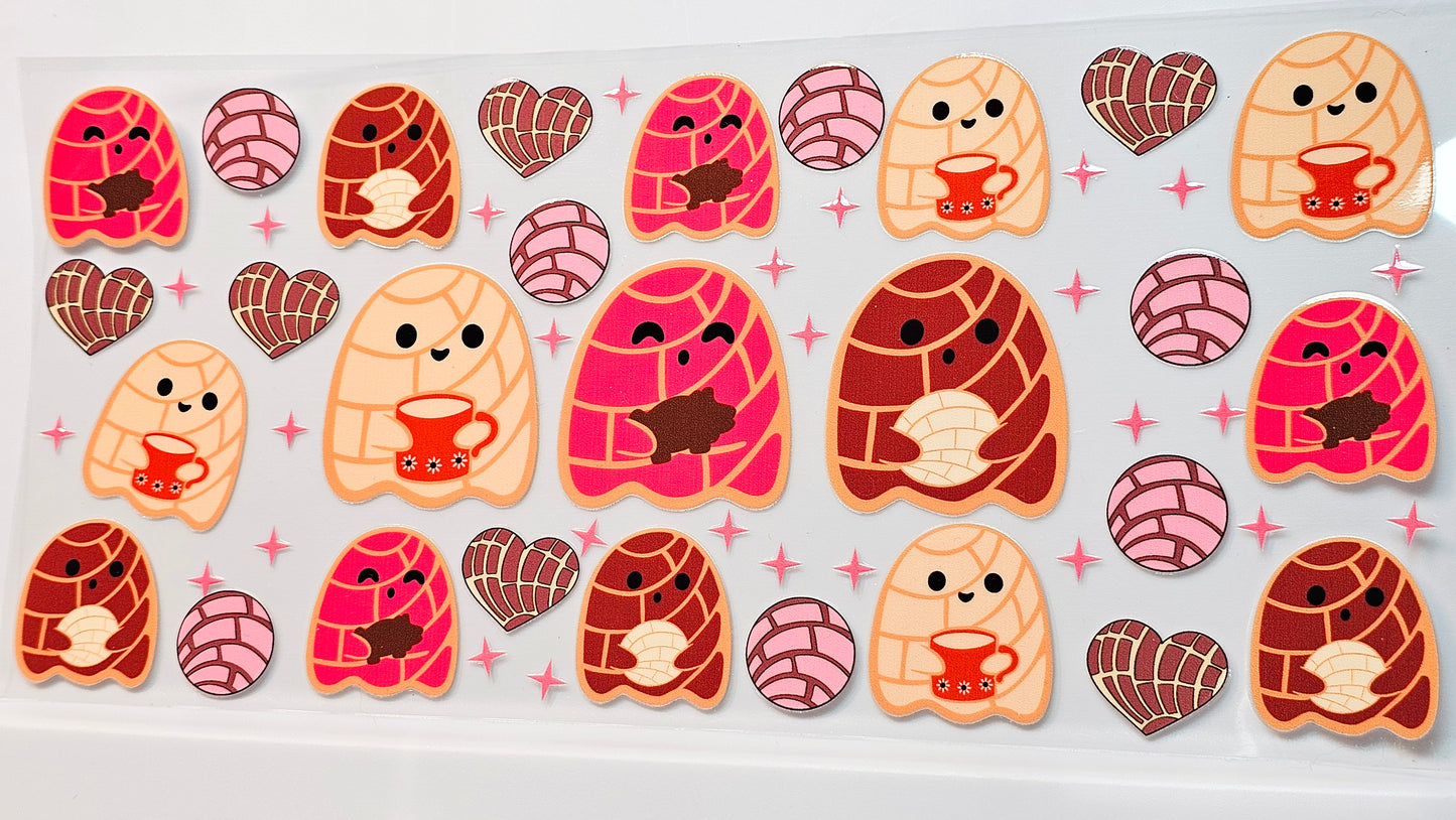 Concha Halloween Ghosties Coffee Cookies UVDTF Wrap 16 oz