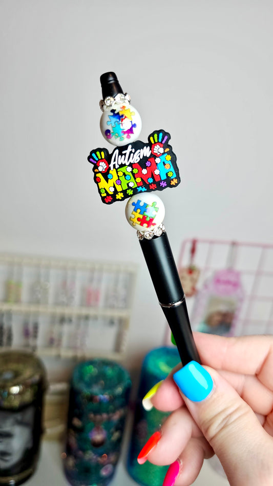 Autism Mama Silicone Beaded Pen