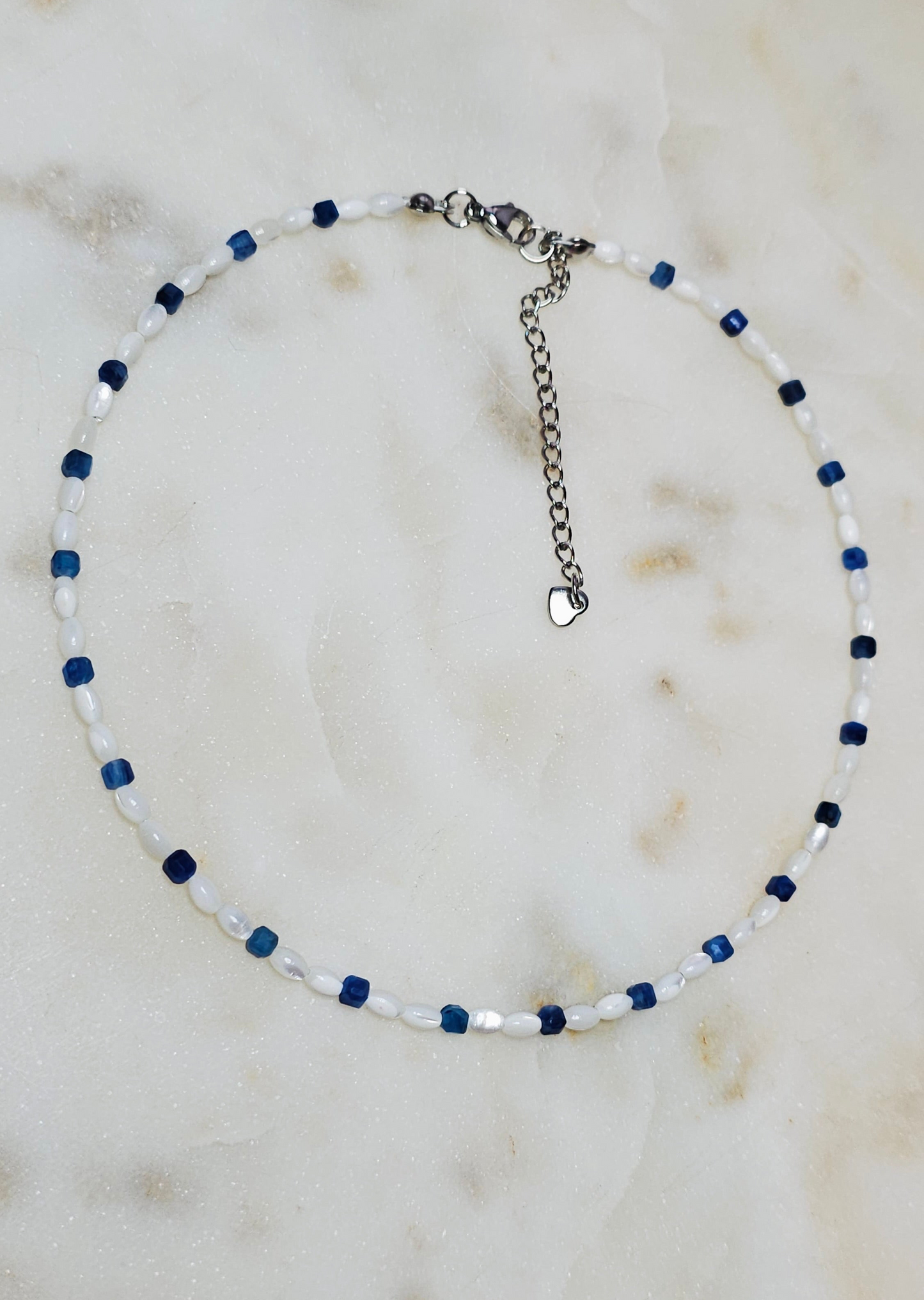 Ocean’s Peace™ Kyanite Dainty Pearl Choker Necklace | Truth & Clarity Crystal Jewelry | Crystal Necklace | Gift For Her | Feminine Jewelry