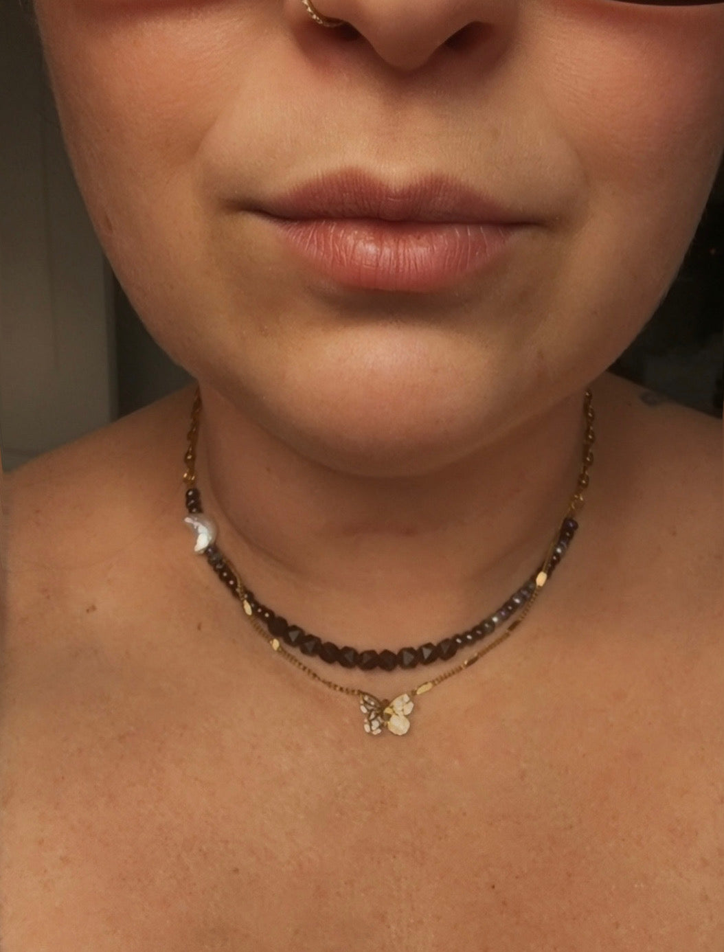 Moon Phase Protection Necklace™ | Black Onyx & Galaxy Czech Seed Beads | Stainless Steel Crystal Necklace